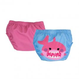 Set 2 chilotei de baie impermeabili, zoocchini, protectie upf50+, marime l, 24-36 luni – pink shark