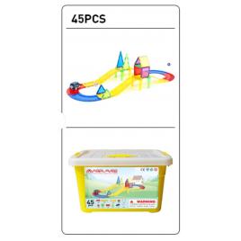 Set de constructie magnetic 3d - circuit masinute 45 piese