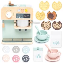 Set de joaca aparat de cafea din lemn cu accesorii umu toys
