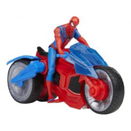 Set figurina si vehicul spiderman web blast cycle
