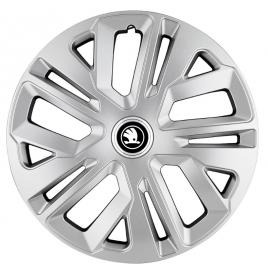 Set 4 capace roti raven gri r15, pentru skoda alb negru