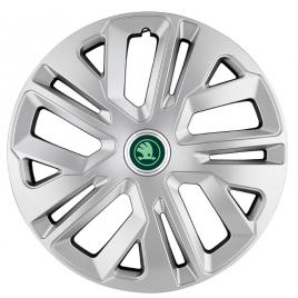 Set 4 capace roti raven gri r15, pentru skoda verde