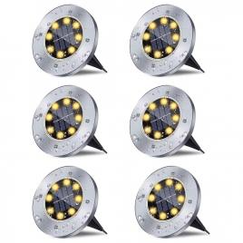 Set 6x lampa cu incarcare solara rapida si timp mare de utilizare, alb cald, tip spot cu 8 leduri, pentru gradina, waterproof, ip65, carcasa din metal rezistent