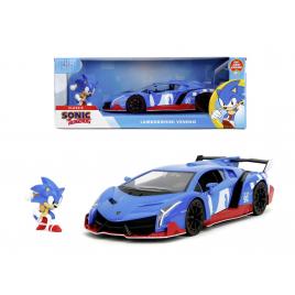 Jada set figurina ariciul sonic si masinuta metalica sonic lamborghini veneno scara 1 la 24