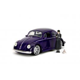 Jada wednesday set masinuta metalica volkswagen beetle 1:24 si figurina metalica wednesday 7cm