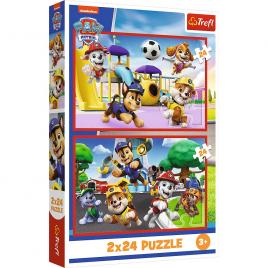Puzzle trefl 2x24 patrula catelusilor ziua amuzanta a catelusilor