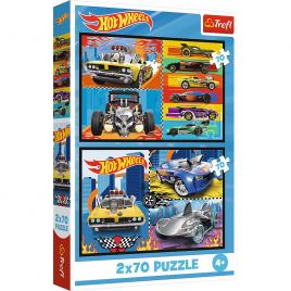 Puzzle trefl 2x70 hot wheels masini