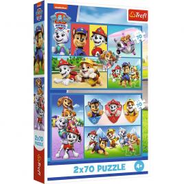 Puzzle trefl 2x70 patrula catelusilor echipa catelusilor