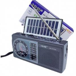 Radio portabil ns-7010s bt, cu ceas, bluetooth, acumulator, usb, aux, panou solar