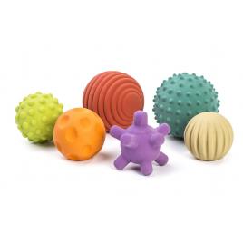Set 6 mingi senzoriale din cauciuc natural eco pentru bebelusi