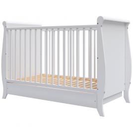 Patut copii din lemn hubners mara 120x60 cm alb cu sertar