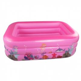 Piscina gonflabila dreptunghiulara, 3 inele, 130x92x50cm, roz