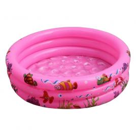 Piscina gonflabila rotunda, 3 inele, diametru 150cm, roz, desene