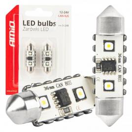 Becuri led canbus 12smd festoon c5w 3838 36mm alb 12/24v