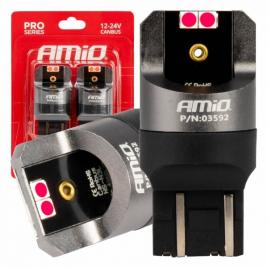 Becuri t10 canbus seria pro w21/5w 4x3030 smd roșu 12v 24v amio-03592