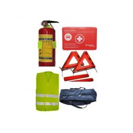Kit siguranta auto complet trusa cutie rosie , 2x triunghiuri, stingator,