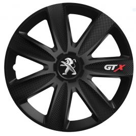 Set 4 capace roti gtx carbon negru r15, pentru peugeot