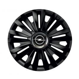 Set 4 capace roti negre cu inel cromat royal r14 pentru gama auto opel