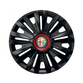 Set 4 capace roti negre cu inel rosu royal r14 pentru gama auto alfa romeo