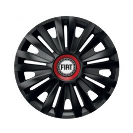 Set 4 capace roti negre cu inel rosu royal r14 pentru gama auto fiat