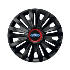 Set 4 capace roti negre cu inel rosu royal r14 pentru gama auto ford