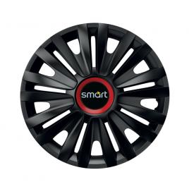 Set 4 capace roti negre cu inel rosu royal r14 pentru gama auto smart