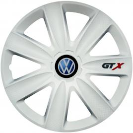 Set 4 capace roti gtx alb r15, compatibil cu volkswagen