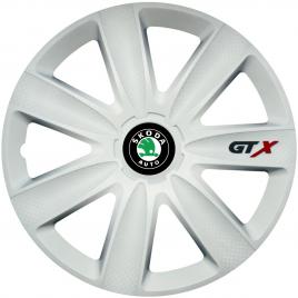 Set 4 capace roti gtx alb r16, compatibil cu skoda