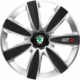 Set 4 capace roti gtx carbon gri-negru r17, pentru skoda