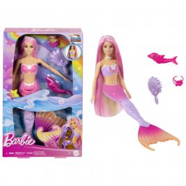 Barbie color change papusa sirena cu par roz
