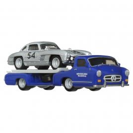 Hot wheels transportator  mercedes-benz 55 blaues wunder cu masinuta mercedes-benz 300 sl scara 1:64