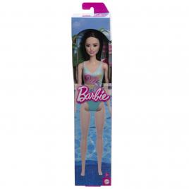 Papusa barbie bruneta cu costum de baie albastru