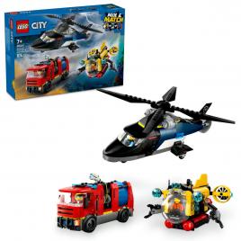Lego city elicopter, camion de pompieri si submarin remixate 60462