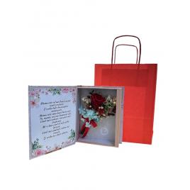 Cutie carte cu mesaj pentru mama cu buchet criogenat