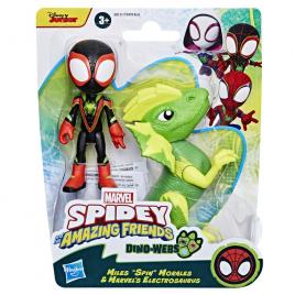 Figurine spidey si prietenii marvel dino webs miles spin morales si marvels electrosaurus
