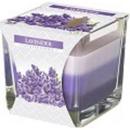 Lumanare parfumata pahar trei culori lavanda