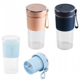 Mini blender portabil, incarcare usb, 4 lame din inox, pentru sucuri de fructe, din abs, capacitate 450 ml, 9 x9x19 cm