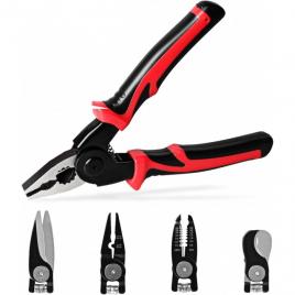 Unealta 5 in 1 profesionala, taietor, dezizolator, sertizor, foarfeca, din otel, 20 cm
