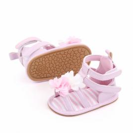 Sandalute roz cu barete si floricica (marime disponibila: 9-12 luni (marimea 20