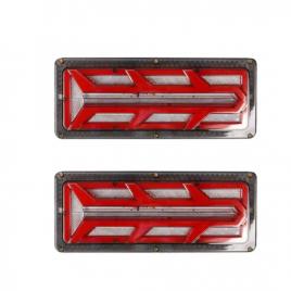 Set 2 lampi auto led spate, universale, pentru remorca, camion, utilaje agricole, 12 - 24v, semnalizare dinamica, pozitie, stop, 33x13cm, rosu   galben   alb - copie