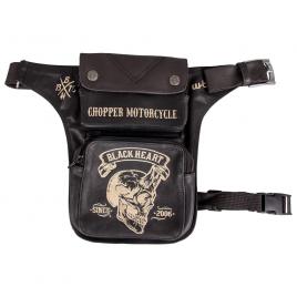 Geanta moto pentru coapsa w-tec black heart devil skull black leather,