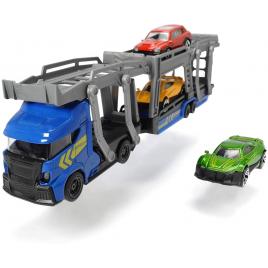 Set trailer 28cm cu 3 masinute metalice - albastru