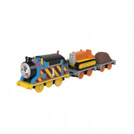 Thomas locomotiva motorizata echipa pe santier thomas and terence cu 2 vagoane