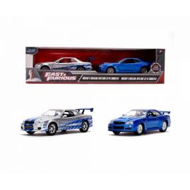 Set 2 masinute metalice fast & furious nissan skyline gt-r scara 1:32