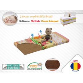 Saltea copii mykids fibra de cocos integral 120x60x12 husa bumbac imprimat