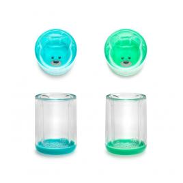 Set 2 pahare copii design interior urs, melii, albastru si verde