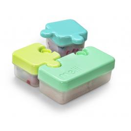 Set 3 recipiente hrana bebe model puzzle, melii, albastru si verde