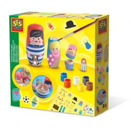 Set copii de decorare papusi matrioska cu vopsea si accesorii