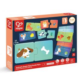 Puzzle potriveste perechea - animale si gustari hape (36 piese)