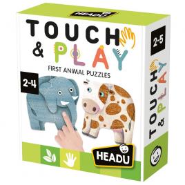 Puzzle tactil contur animale cu piese mari 2-4 ani headu